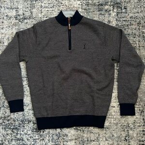 Peter Millar Jacquard Pull Over 1/4 Zip Italian Merino Wool Sweater | Size M